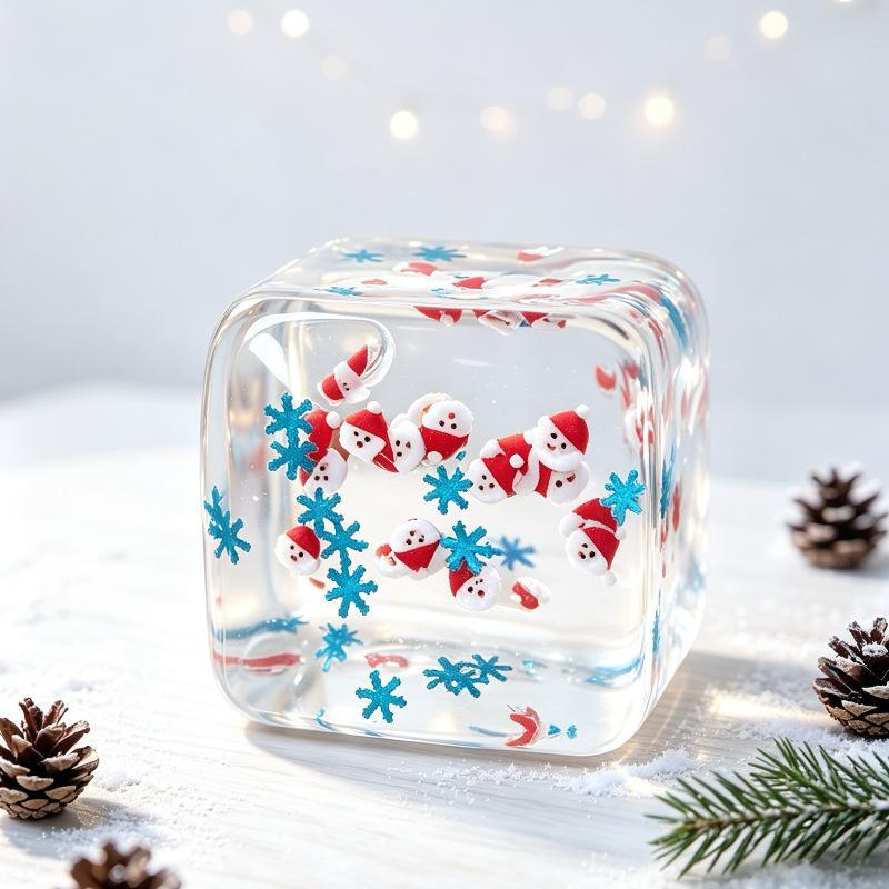 Christmas Maltose Ice Cubes Squeezable Gaint Sensory Stress Ball, Novelty Anxiety Relief Fidget Toy For Adults & Desk