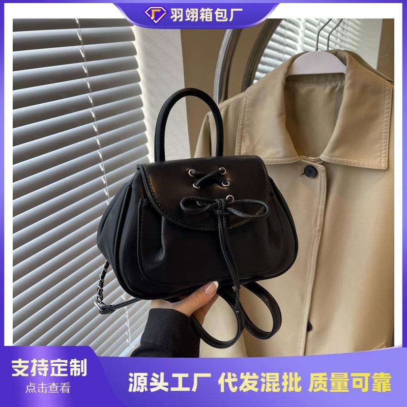New Trendy Bow Portable Backpack Versatile Simple Niche Going Out Commuting Travel Women's Bag