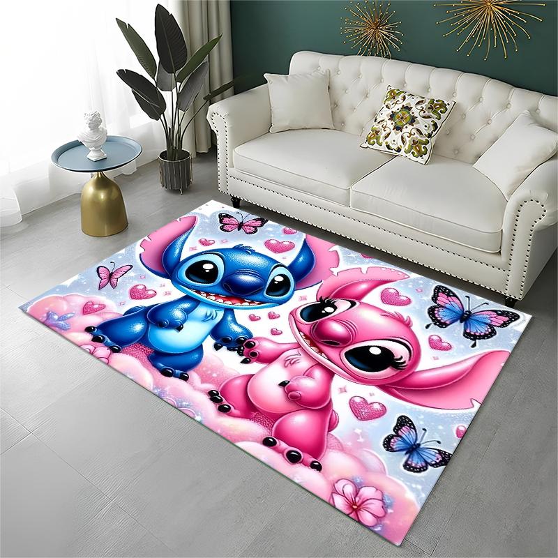 Cute S-Stitch Cartoon Non-Slip Area Rug for Living Room,Bedroom,Playroom,Soft Carpet Floor Mat Home Decor Rug Kids Room Gift