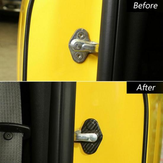 For 10-15 Chevrolet Camaro Inner Door Lock Buckle Decor Cover Trim Carbon Fiber