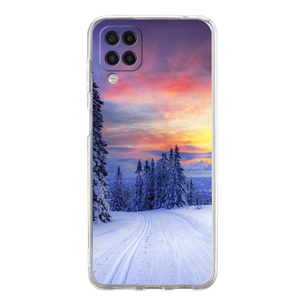 Clear Phone Case for Samsung Galaxy A13 A51 A71 A21S A12 A11 A31 A52 A41 A23 A53 A73 A32 5G A03S Cover Snowy Mountain Christmas