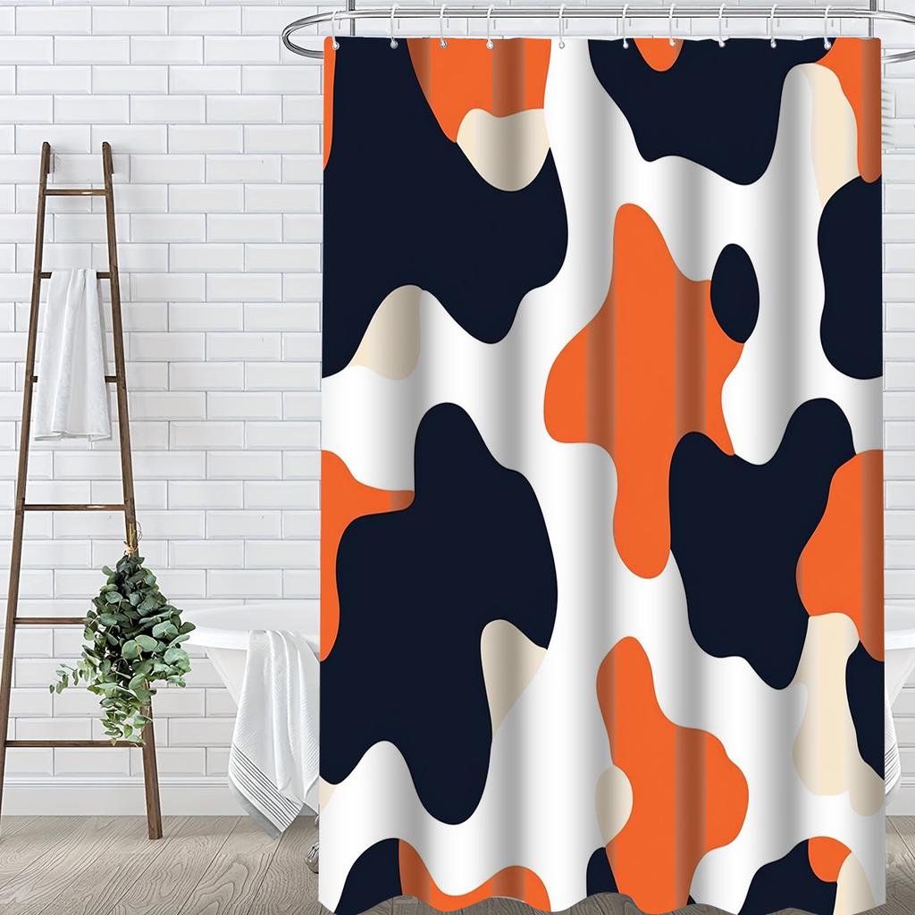 Fluid Abstract Shower Curtain 1Pc With 12 Hooks For Bathroom Home Decor Polyester 2D Flat Print 70.8X70.8 Inch