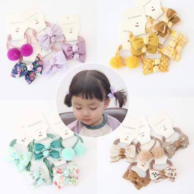 5Pcs/Set Cute Sweet Hair Band Girls Hair Ties Bows Elastic Rubber Band Flower Small Ball Scrunchies Baby Kids Hair Accessories