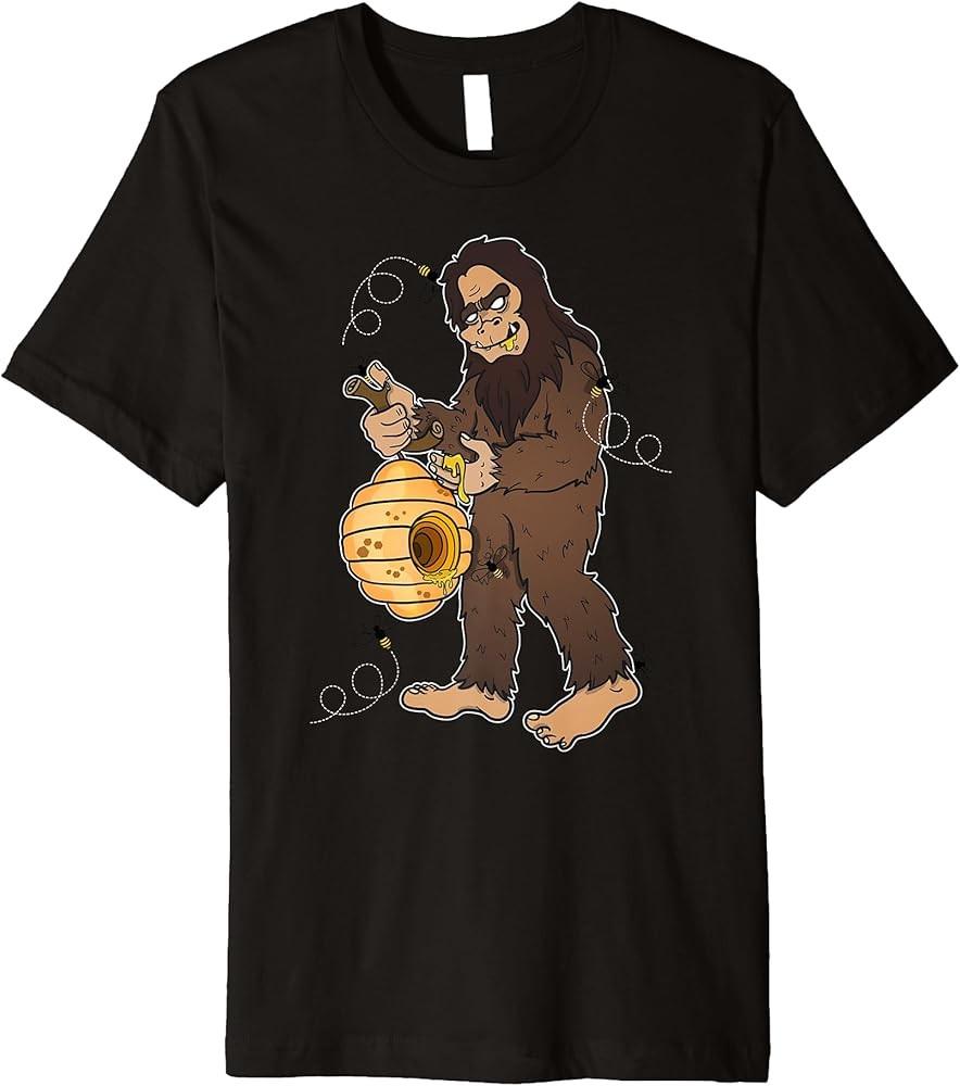 Bigfoot Eating Honey Bee Lover Funny Gift TShirt Unisex T-Shirt M