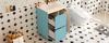 61*46.5*87Cm, freestanding bathroom washstand, lacquered surface, integrated ceramic basin, soft-close hinges, two drawers, high-leg design, blue.