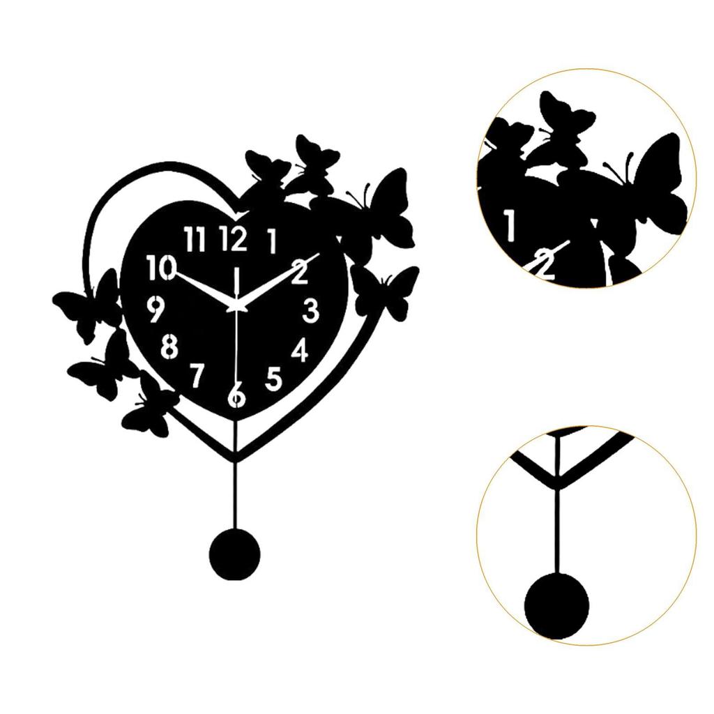 Luxury Living Room Wall Clock Acrylic Love Heart Design Silent Decorative Clock for Modern Home Office Bedroom