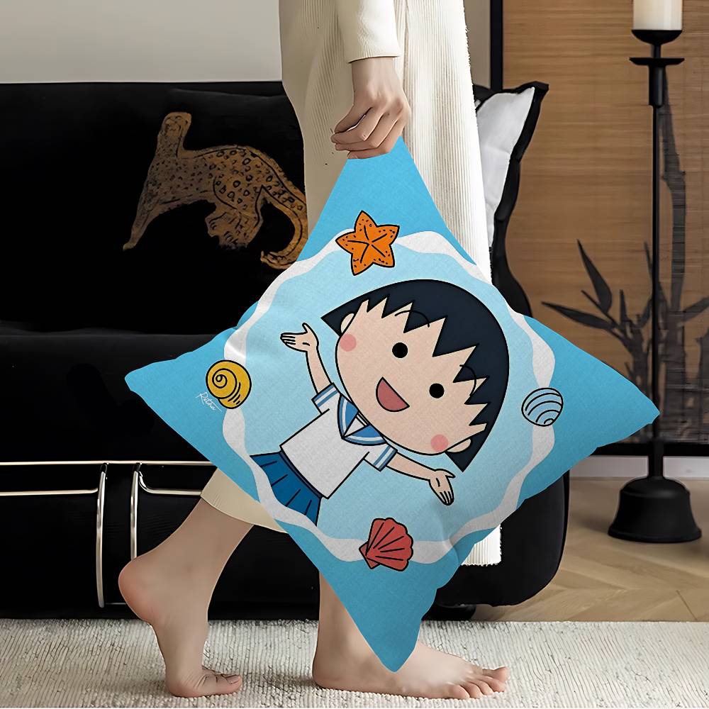 Cartoon Chibi Maruko Chan Geluksdraak kussensloop bankkussenhoes woonkamerdecoratie kindercadeau 45x45cm
