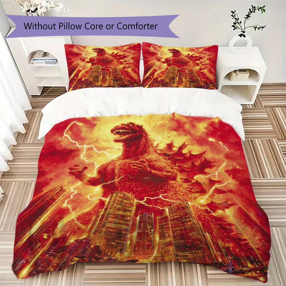 Giant Monster City Attack Bedding Without Core 1 Duvet Cover 2 Pillowcase Without Core Christmas Birthday Gift Bedding Set