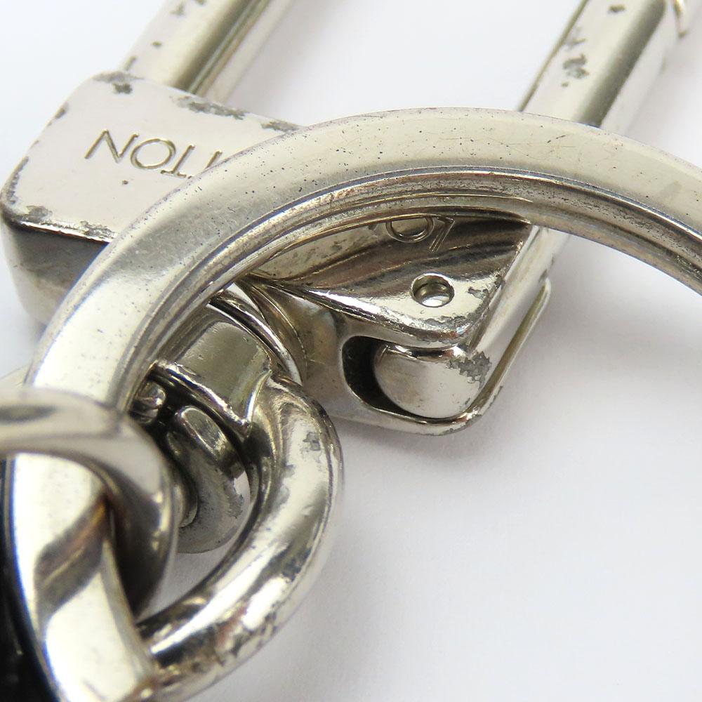 Used LOUIS VUITTON key ring Portocre MP2082 Taurillon Clemence Initials leather Navy white Accessory