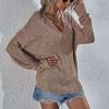 IHUASU Autumn and Winter V-neck Women's Knitted Loose Solid Colour Fashion Pullover Jumper