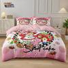 Set Copripiumino con Stampa Ragazza Fragola Rosa da 3 Pezzi, Decorazione Biancheria da Letto per Camera da Letto Multitaglia, Lavabile in Lavatrice