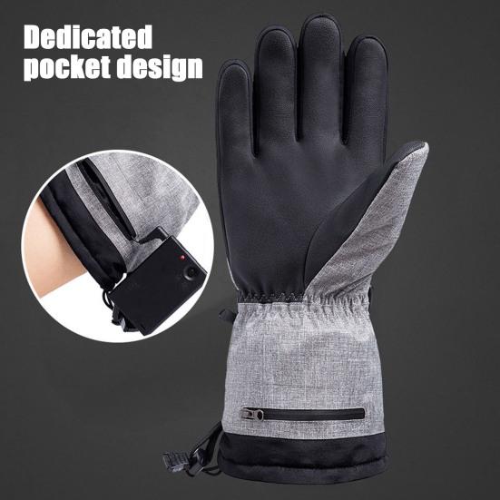 Electric Heated Gloves Battery Operated Winter Ski Gloves Waterproof Touchscreen Warming Gloves for Outdoor Motorcycle Hiking