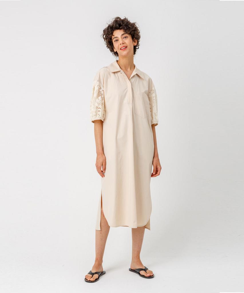 PAGE Lace Sleeve Dress_Beige