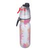 PE Misting Water Bottle Spray Mist Sports Water Bottle Reusable Cooling Drinking Bottle with Double Wall Insulation Carry Loop Red