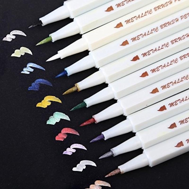 STA 6551BR 10 Color Boxed Metal Soft Head Brush Pearlescent Watercolor Paint Markers Office School Supplies Wholesale Gift