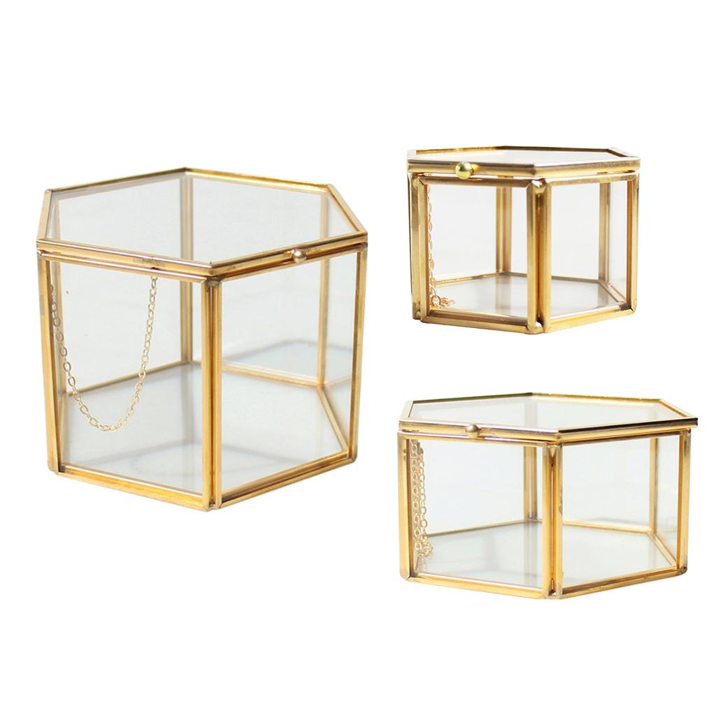 Glass Geometric Terrarium Succulent Plant Planter Hexagon Holder Jewelry Display Container for Wedding Decoration Events