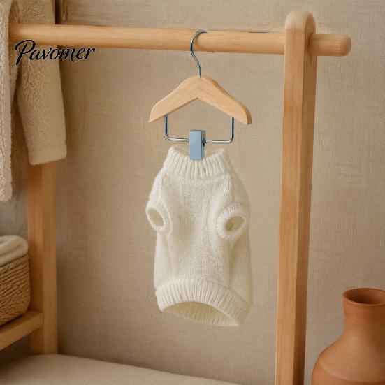 Decorative Pet Clothing Hanger Wood Clothes with Metal Clip, Non-Slip Mini Hanger, Small Garment Rack Accessories Simple Style Stand for Apparel