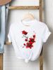 (Asiatische Größe) Damen Print Damenbekleidung Kurzarm T-Shirt Blume floral Trend 90er Mode Tee Top Damen Grafik T-Shirts