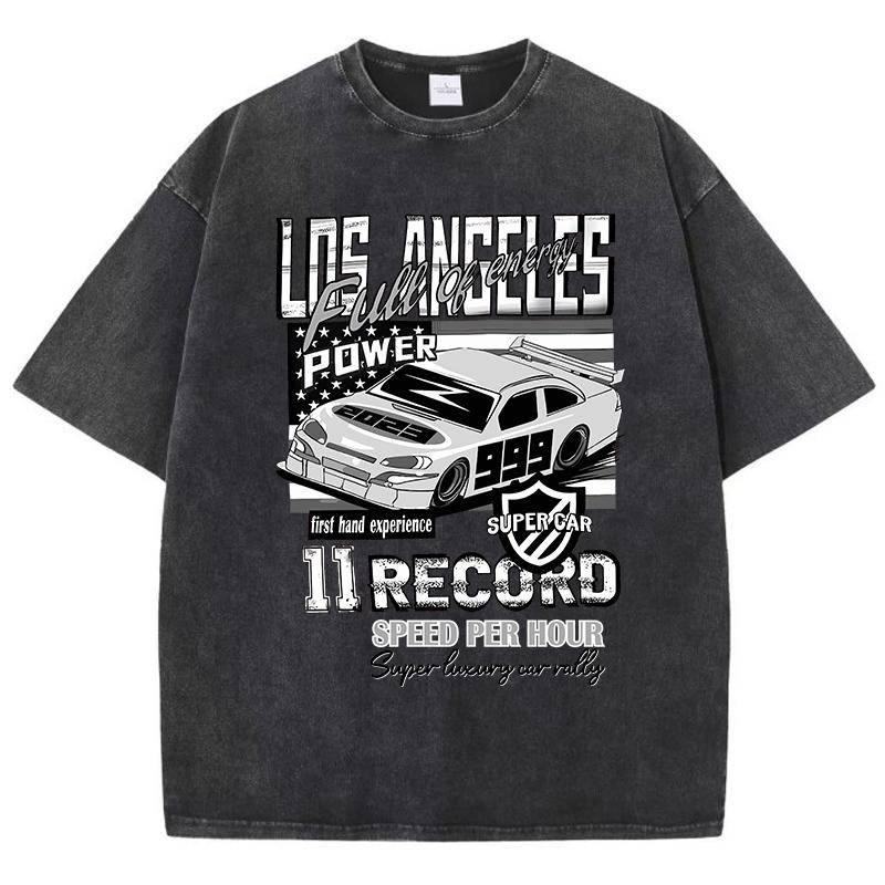 

Лос-Анджелес Полон Энергии Силовые Принты Мужские Футболки Повседневные Топы Спорт Кэжуал Короткий Рукав Выстиранный Ретро Мужская Одежда 3XL