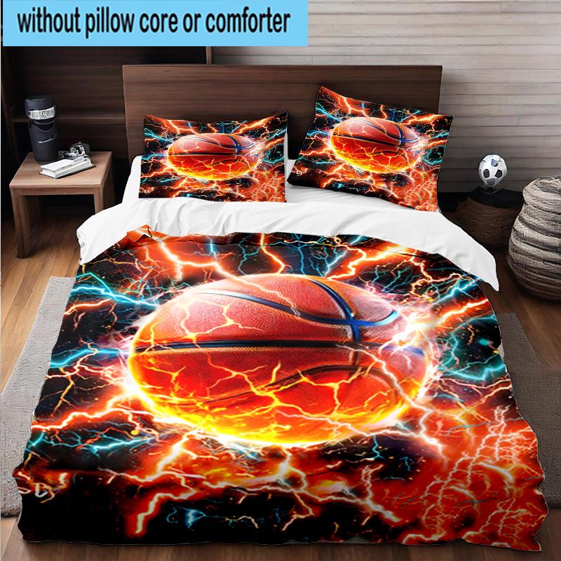 3PCS Flaming Football Artwork 3pcs Bedding,Including 3PCS Duvet Cover And 2pcs Pillowcases Perfect for Christmas,Ideal for Bedroom, Dormitory