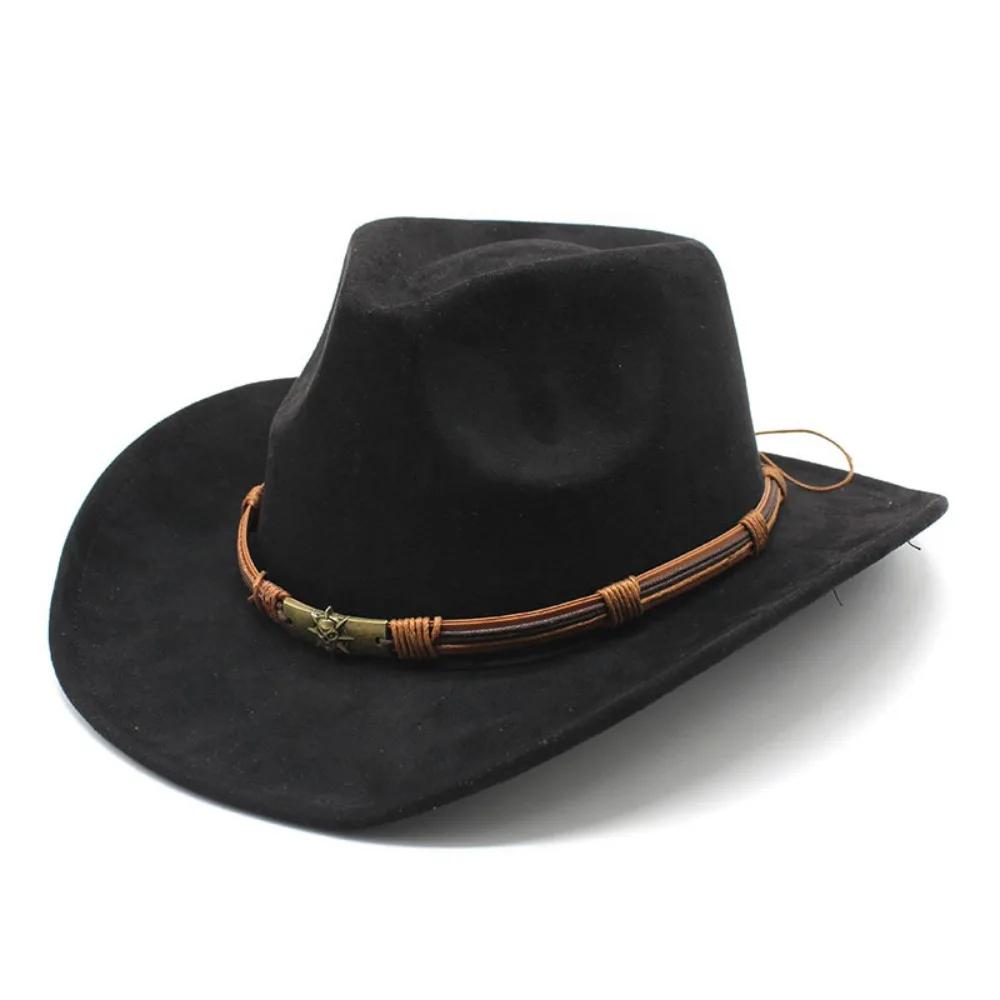 Western Cowboy Hat Jazz Knight Hats For Men Ethnic Style Felt Hats With Bull Shaped Decor Grassland Country Hat Sombrero
