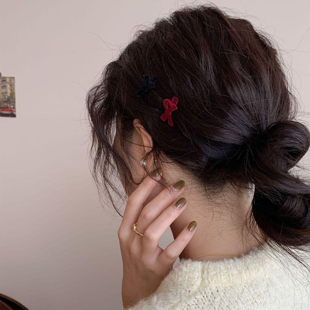 Hair Styling Tools Bowknot Hair Clips Women Bow  Headwear Duckbill Clip Bow Velvet Hairpin