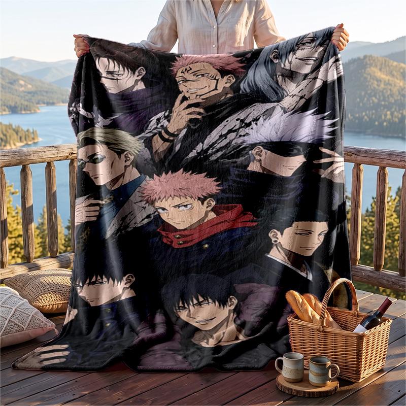 Warm Flannel Throw Blanket,Jujutsu Kaisen Lightweight Cozy Blanket For Bed Sofa And Daily Use