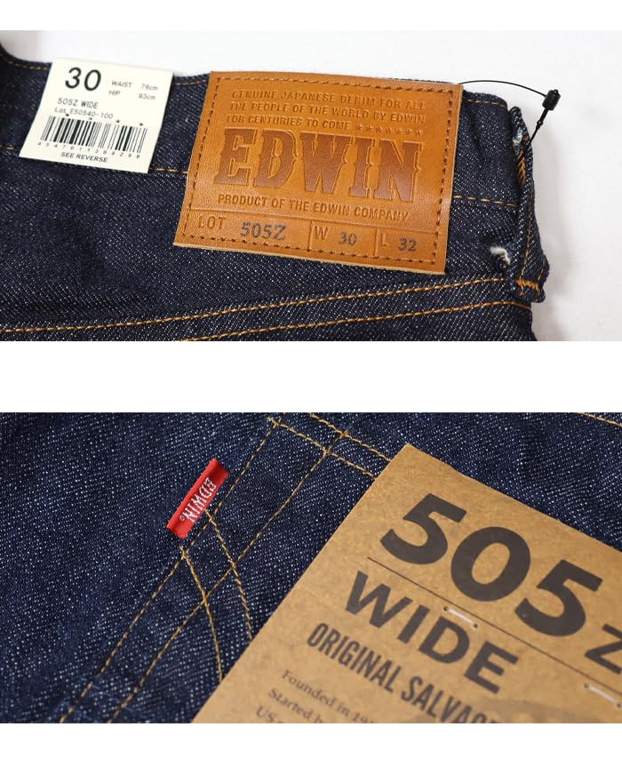 Edwin Jeans 505Z Wide Straight Denim Made in Indigo Size 34 Pants, Japan, E50540, Men's, Blue,