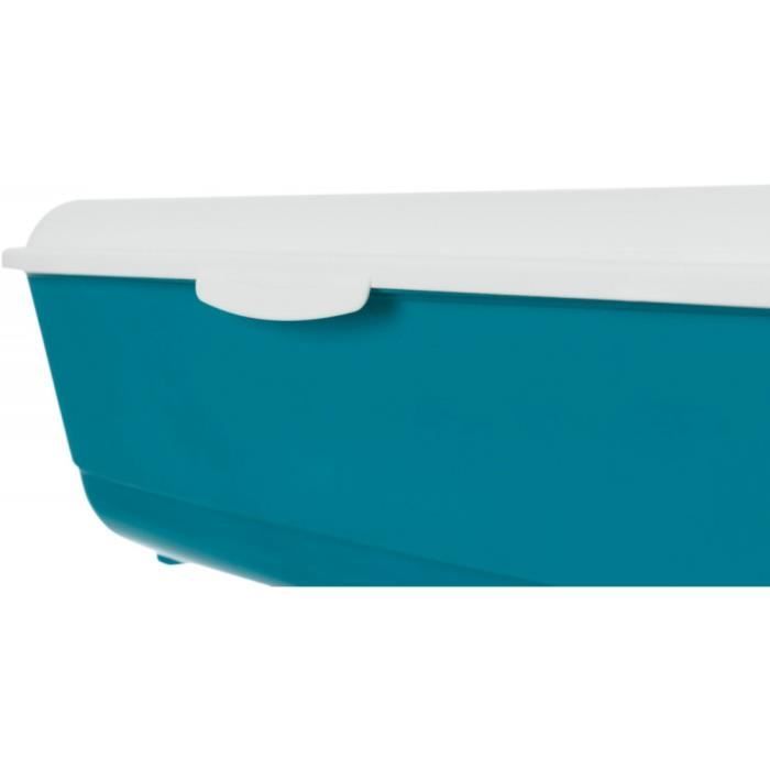 Bac à litière - Trixie - Classic - Couleur pétrole/blanc - Dimensions 37x15x47 cm - Bord amovible
