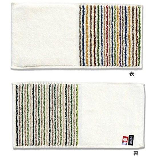 bPr BEAMS Tanaka Sangyo Imabari Towel Handkerchief Striped Gold Pearl Half 06 White Multicolor Rain ( 3)