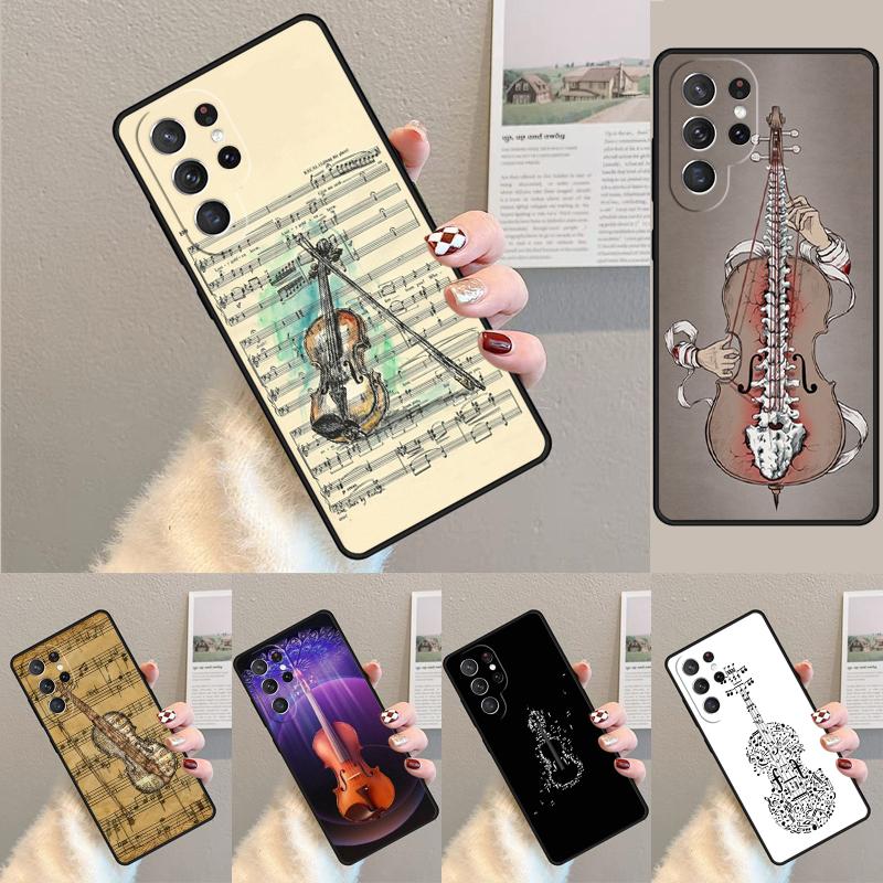 Musical Notes Violin Classical Soft Silicone Phone Case For Samsung Galaxy Note 10 Pro S26 S25 S24 S23 S22 S21 Plus Ultra Cover
