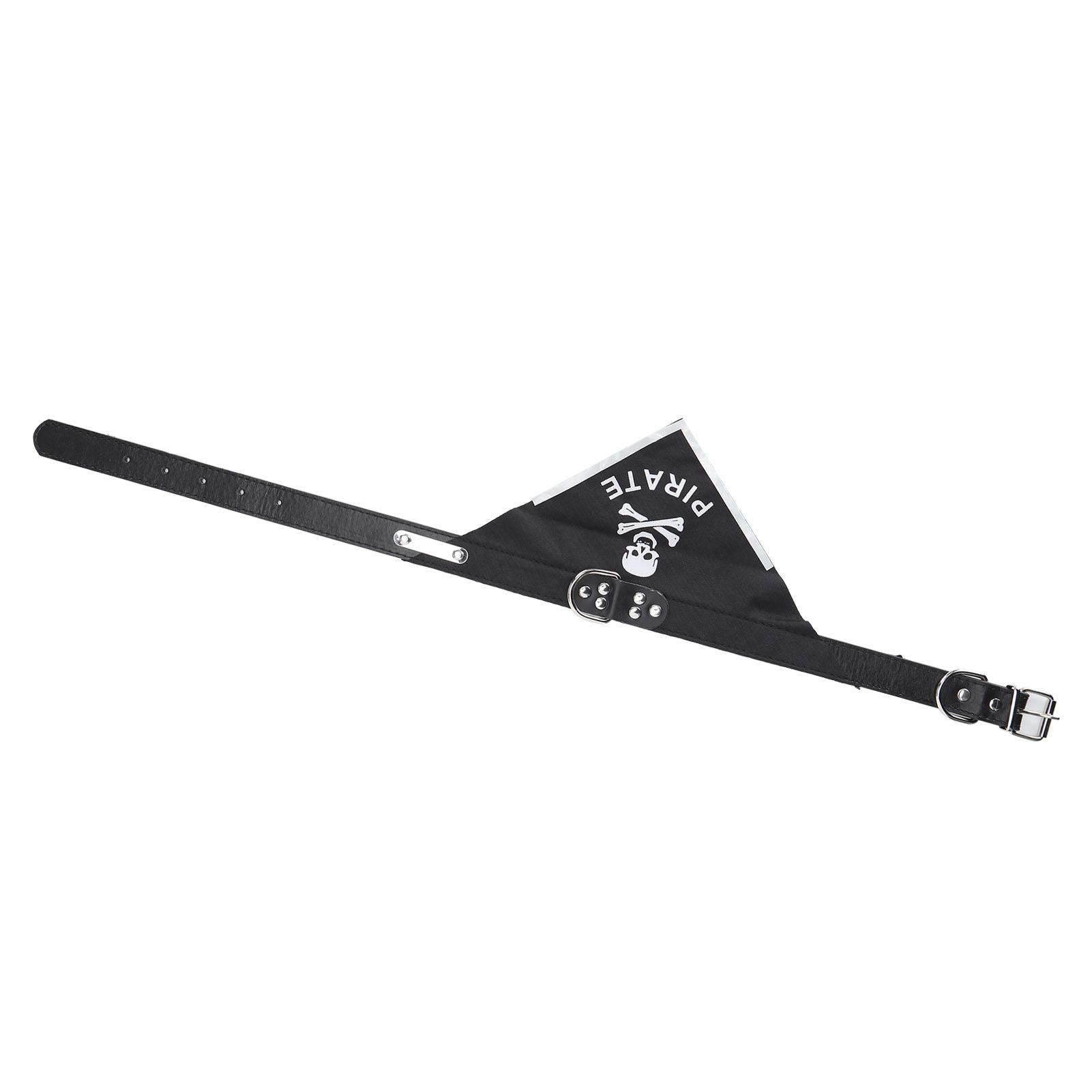 

Fashion Pet Scarf Skull Head Pattern Dog Collar Adjustable PU Neck Scarf Pet ClothingBlack L чорний