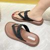 Women's Fashion Platform Slippers Summer New Round Toe Flip-flops Soft Sole Anti-slip Wear-resistant Low Heel Sandals