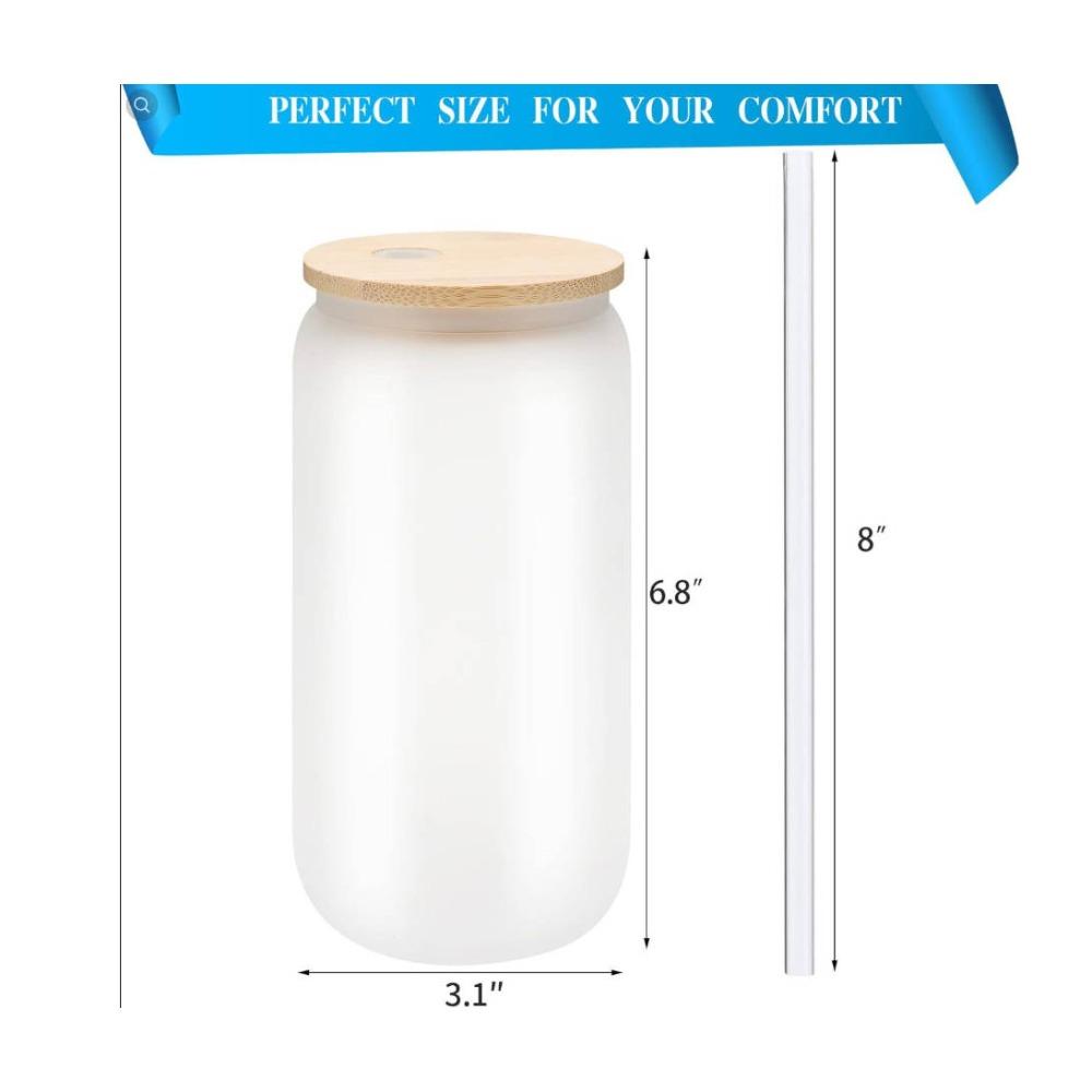 

Heat Resistant Frosted BlankTumbler 16oz Capacity Mugs Gift Wide Mouth Jar Barware