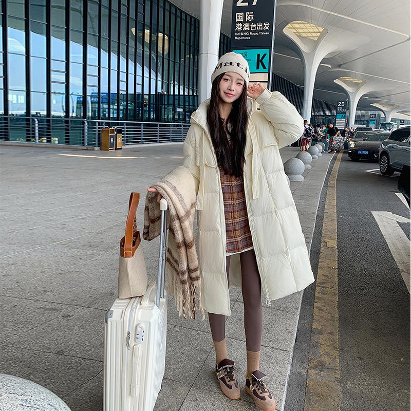 Korean version of the big quilt thickened new loose down padded jacket for the winter of 2025 Women's long over-the-knee cotton jacket