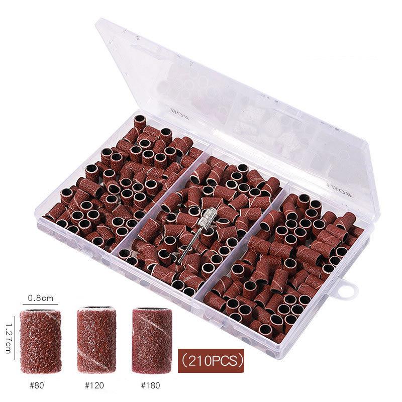 210/100/75pc Sanding Cap Bands For Electric Manicure Machine 180/120/80 Grit Nail Drill Grinding Bit Files Pedicure Tool Set