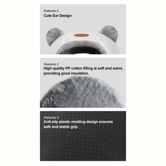 Cute Cat Cave Bed Cozy Pet Bed with Bear Ears Non-Slip Bottom Winter Cat Nest with Removable Washable Cushion for Indoor Cats Puppies