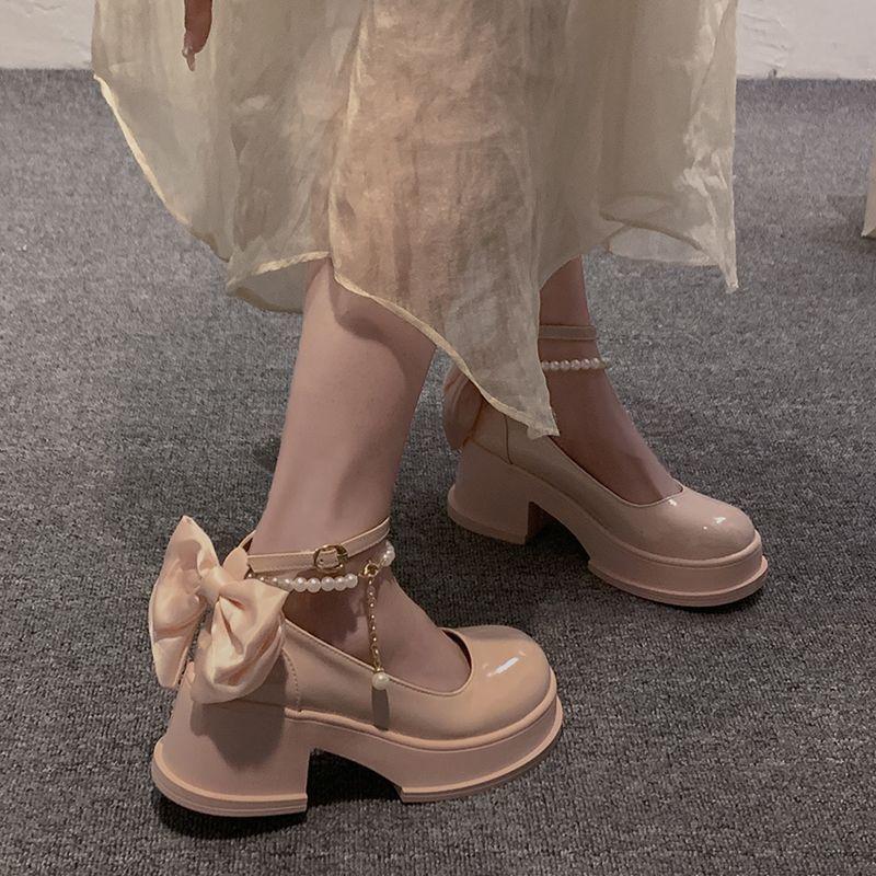Japanese jk high-heeled versatile Mary Jane shoes 2025 summer and autumn new thick-soled heightening French fairy style small leather shoes