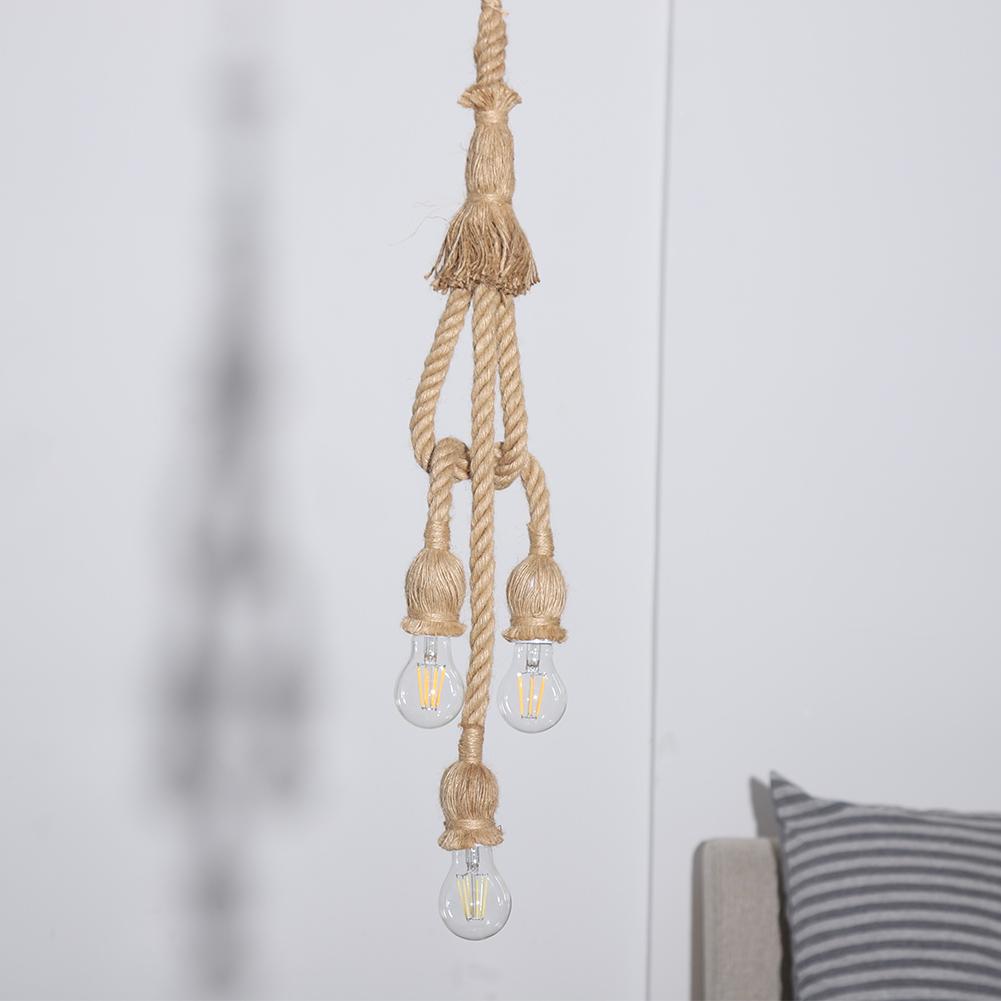 0.5m E27 Vintage Hemp Rope Ceiling Light Base Pendant Lamp Bulb Holder 85-265V (3*holder)