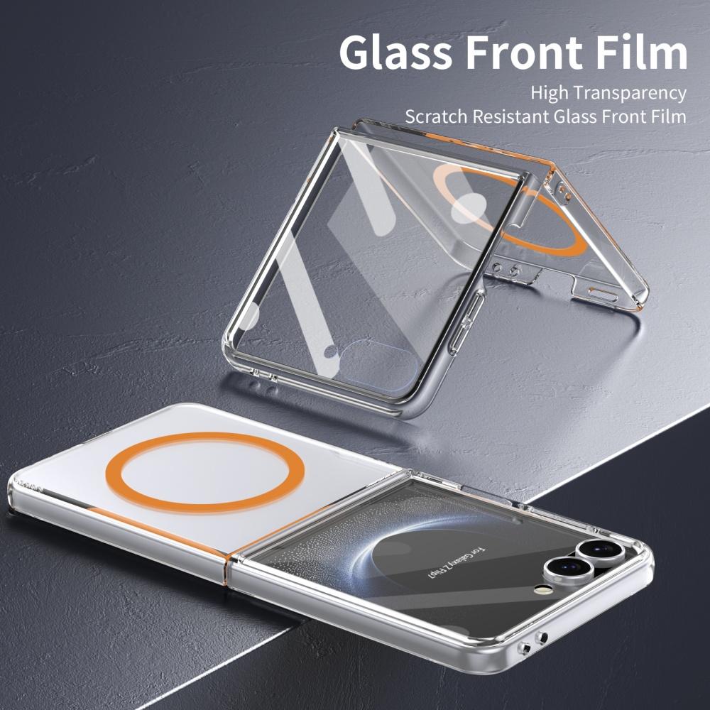 Luxury HD Clear Magsafe Magnetic Fold Phone Case for Samsung Galaxy Z Flip 7 6 5 4 with Screen Protector Wireless Charge Cover