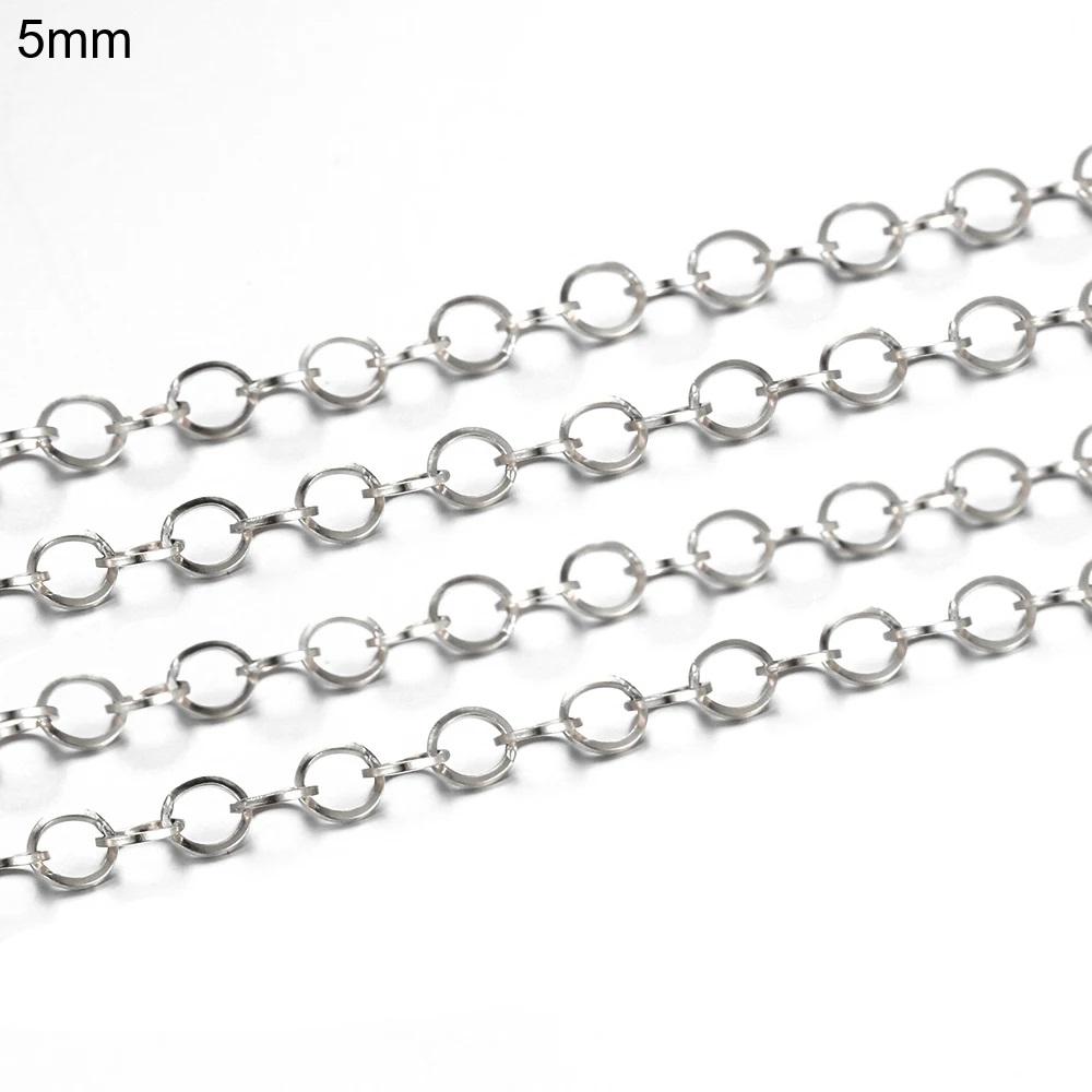 No Fade 1Meter Silver Color Stainless Steel Link Chains DIY Chain for Needlework Necklaces Bracelets Jewelry Making Accessories
