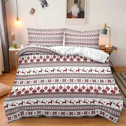 Comforter Christmas Elk Christmas Elk Background Theme Suitable For Children Kids Adults Warm Soft And Breathable