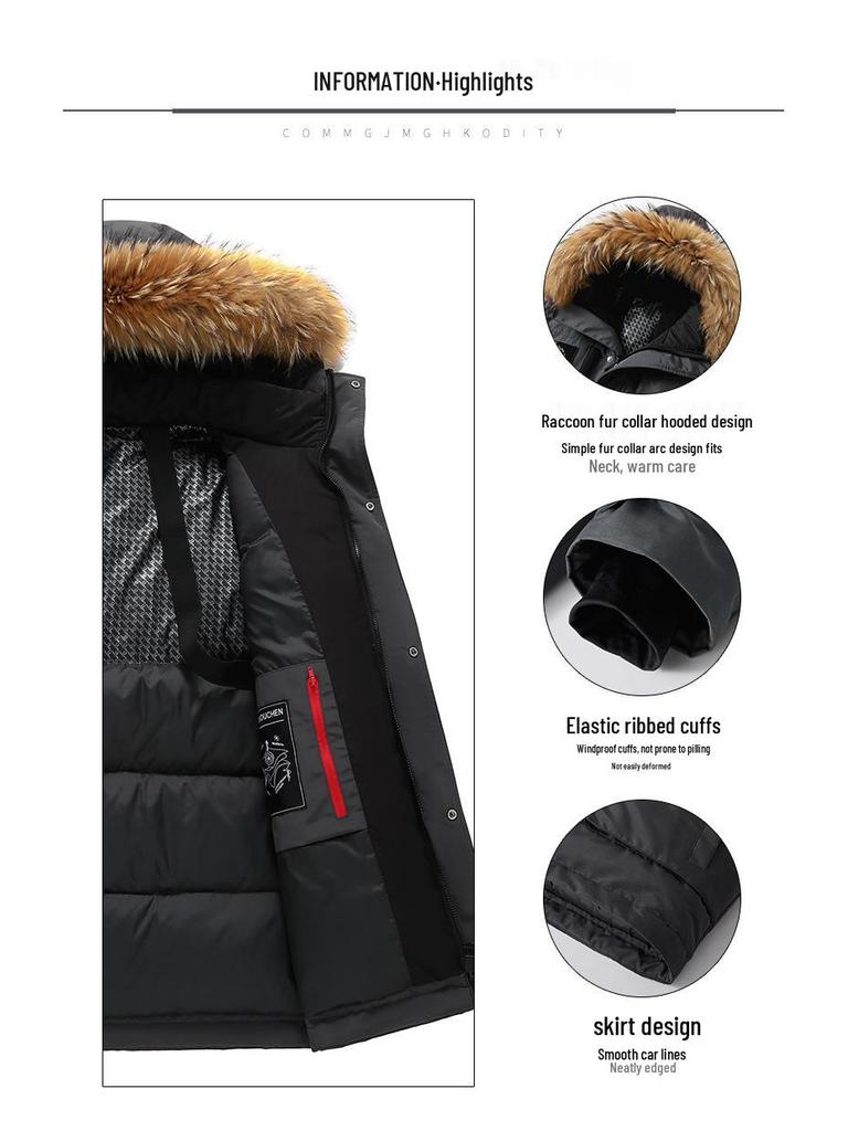 Unisex Mid-Length Thickened Goose Down Ski Parka