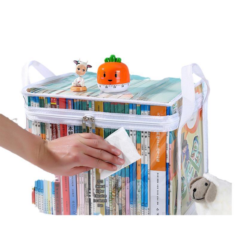 Classroom Student Book Organizer: Transparent, Large-Capacity Storage Box for Textbooks