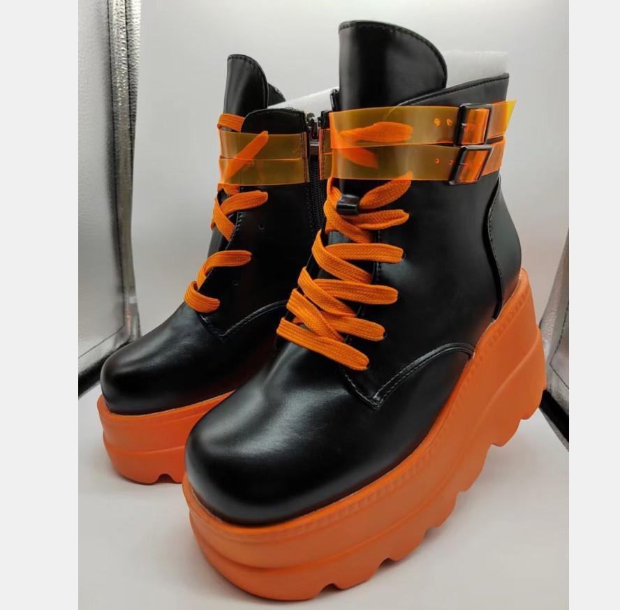 

Прямые поставки в порту, женские ботинки Martin на толстой подошве в британском стиле с пряжками на ремешках, осенне-зимние короткие ботинки Muffin, водонепроницаемые, на высоком каблуке, женские 36 чёрный