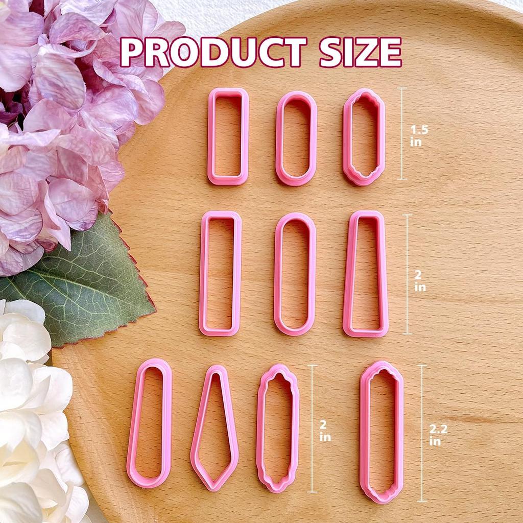 Keoker Brinco Longo Pendente Formato Argila Polimérica Longo Retangular Cortador Básico de Argila Cortador, Cortador, (10 peças)