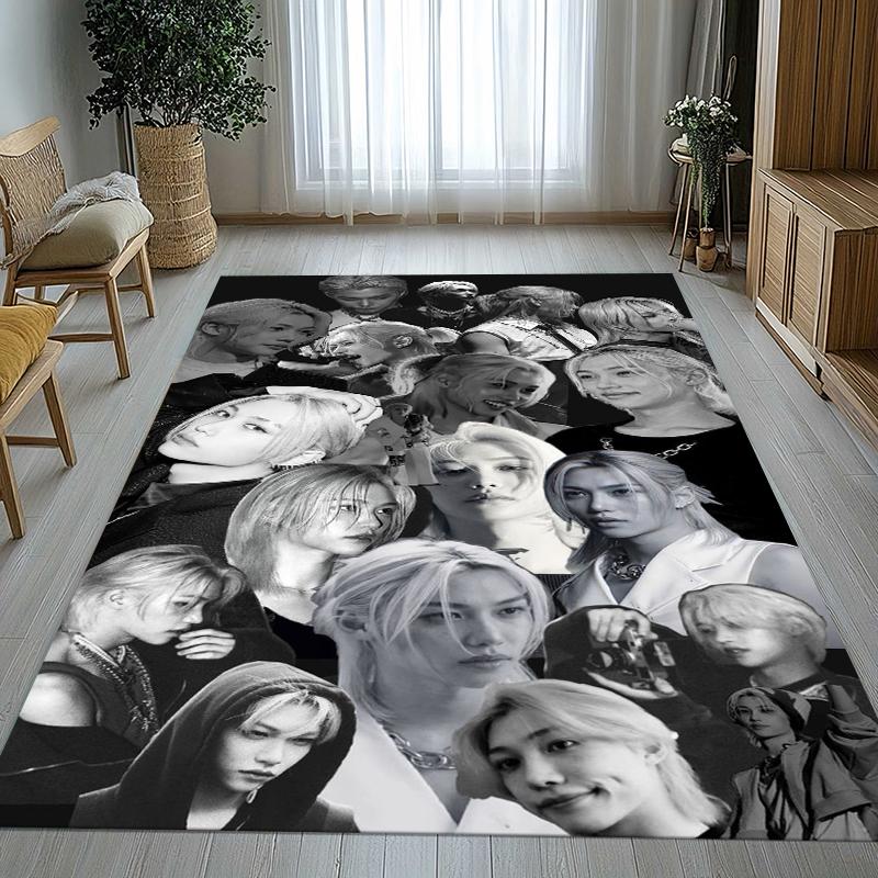 Felix Kpop Stray Kids Star Living Room Non-Slip Area Rug Soft Carpet for Bedroom Kids Playroom Sofa,Home Decor Doormat Gift 40x60cm