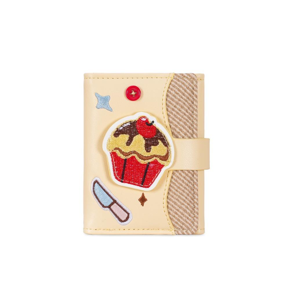 Cute Cartoon Cupcake Short Wallet Multi-card Slot Embroidery Coin Purses Leather Money Bag Women