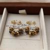Round Tiger's Eye Pearl Earrings, Earrings, Three-dimensional Retro Elegance, High-end Natural Light Luxury, Personality Versatile Earrings, Women