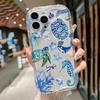 16 Plus  Sea Turtle Seahorse Starfish Pattern Case For iPhone 14 15 13 12 11 Pro Max  X  XS  E 7Cartoon Soft Silicone Cover
